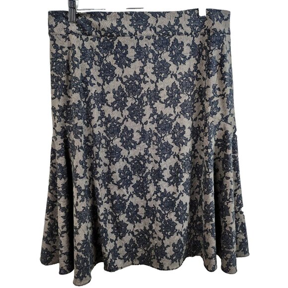 Michael Michael Kors Womens A-Line Skirt Size 12 Black Floral Print Modest NEW - Picture 1 of 10